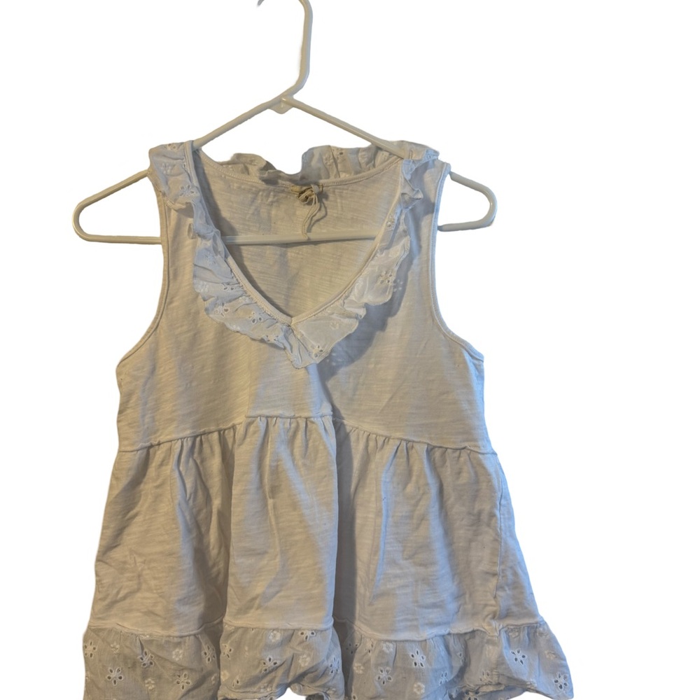 White Ruffled Tiered Sleeveless Tank Top
